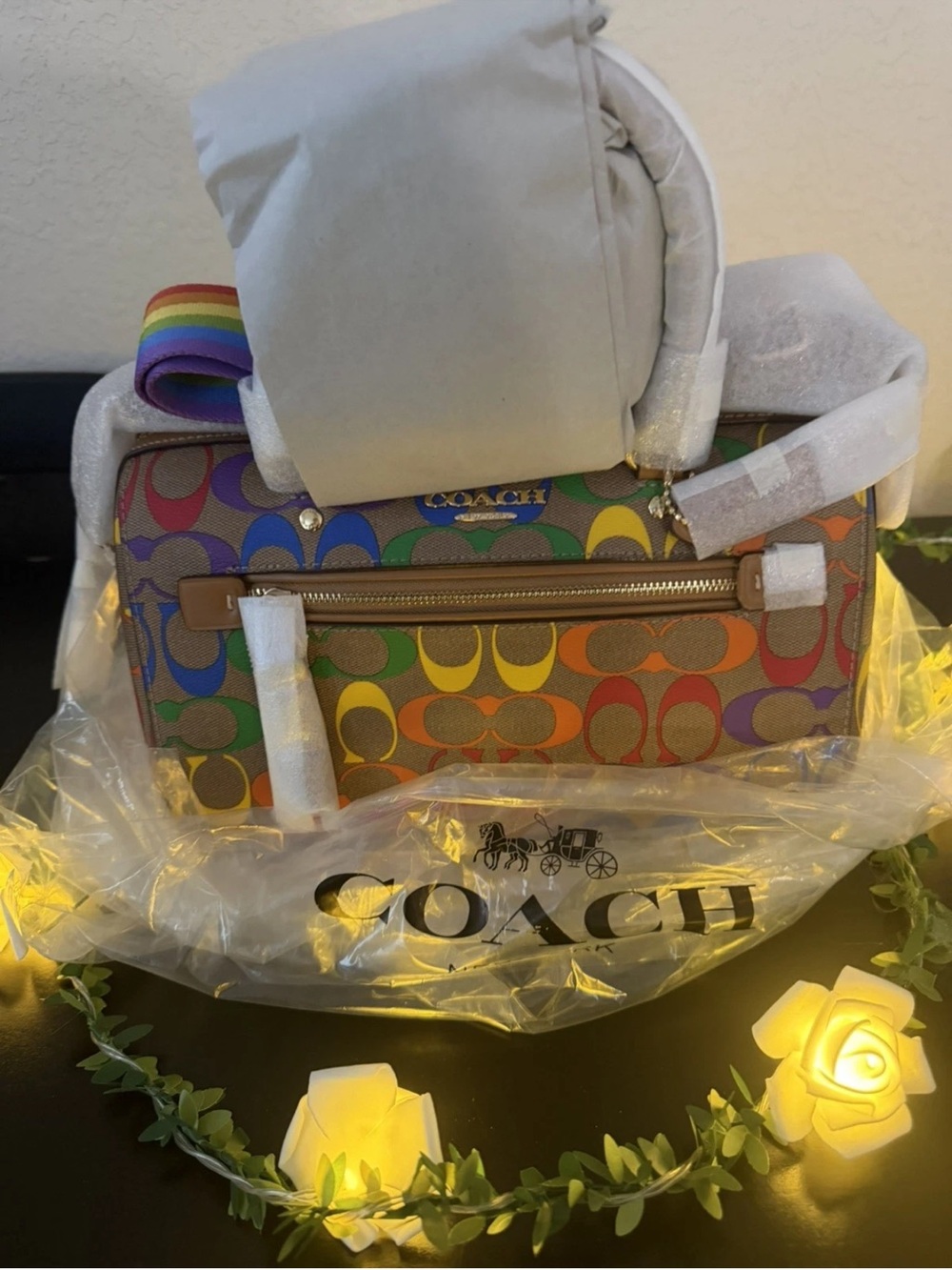 Coach Rainbow Pride Rowan Satchel NWT
